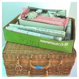 Wicker Basket  with Box of Old Arkansas Newspapers