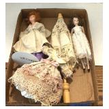Vtg 8" Dolls Plastic & Porcelain, Victorian Dress