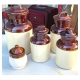 4 Pc Milk Can Style Canister Set Brown & White