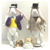 Handcrafted 14" Jointed Gentlemen Bunnies w/Stands