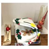 Christmas Felt Tree Skirt & Spire Glass Ornaments