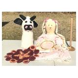 Handsewn Cow, Bunny Rabbit Quilting, Doily, Etc.