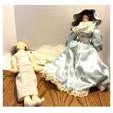 17" Porcelain Doll & 22" Fabric Doll by Delores