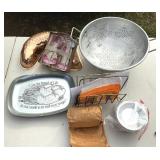 Colander, Mold Pans. Zinc Lids, Etc.