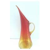Blown Crackle Glass Amberina 12.5" Swung Pitcher