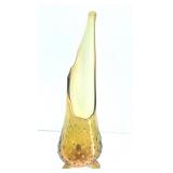Blown Glass Amber Footed 13" Swung Vase