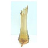 Blown Glass Amber Footed 13" Swung Vase