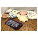 Vtg Sewing Sack, Handkerchiefs, Potholders