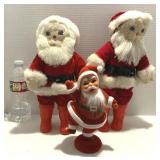 Flocked Dancing & Handcrafted 13" Santas