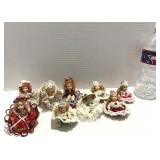 Set 9 Vtg Ceramic Bisque Mini Sitting Dolls 2.5"