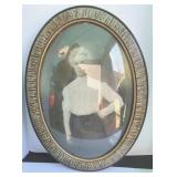 Vntg Bubble Glass Oval Tiger Stripe Picture Frame