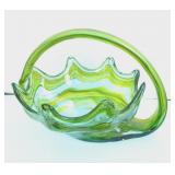 Murano Green Blown Glass Centerpiece Cornucopia