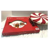 Glass Christmas Cake Plate Set & Pedestal Stand