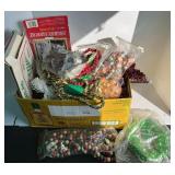 Large Christmas Box with Garland, Beads, Ornaments