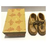 Vtg Poll-Parrot Shoes Moccasins w/Native American
