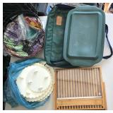 Pyrex Cake Pan, Basket, Cookbook Rack, Etc.