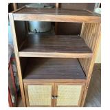 MCM Walnut & Cane Plinth Cabinet