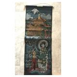 Japan Hanging Scroll Golden Pagoda & Maiko