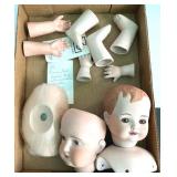 Porcelain Ceramic Doll Parts Heads Arms Legs