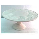 White Pedestal Cake Plate Fruit Pattern