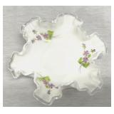 Fenton Silver Crest Violets In The Snow 6' Signed