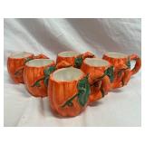 Set of 6 Pumpkin Coffee Mugs 3 3/4' Tall