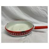 Red and White Checkered Enamel Ware Skillet 9.5'