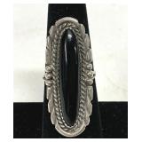 Native American Black Onyx Large Ring Size 6
