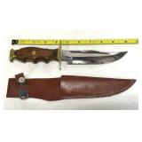 Japan Wood Handle Brass Knife SS Blade/Sheath 10'