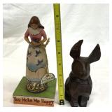 Carved Ironwood Bunny & Jim Shore Figurine