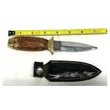 Wood Handle Brass 7' Boot Knife SS Blade Sheath
