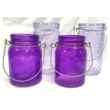 Purple Glass Outdoor/Indoor Candle Holders