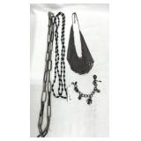 Fashion Jewelry Black & Silver Necklaces, Bracelet