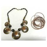 Fashion Jewelry Necklace & Copper Bangle Bracelets