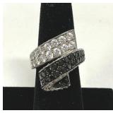 Black & White CZ Ring Marked 925 Sterling Silver