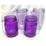 Purple Glass Outdoor/Indoor Candle Holders