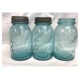 Blue Quart Jars & Zinc Lids Ball Perfect Mason