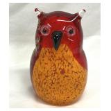 Red Owl Gold Foil 4.5' Glass Figurine Paperweight