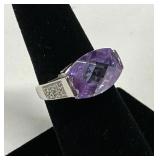 Ross Simons Silver Tone Purple Ring Marked 925 CZ