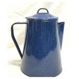 Blue Speckled Enamelware Graniteware 9' Coffee Pot