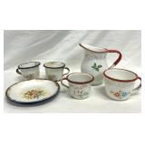 Child's Enamelware Plate, Cups & Small Creamer