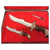 Dragon Knive 3 Pc Box Set Tiger Heads Knives