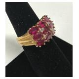 Ross Simons Marked 925 Sterling/Gold Vermeil Ruby