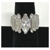 Marquise Cut CZ Ring Marked 925 Sterling Silver