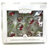 14 Pc Handcrafted Glass Ornament Set Vintage Style