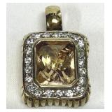 Marked 925 FAS Pendant Gold Tone Citrine & CZ