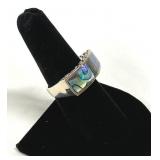 Abalone Shell Ring Marked 925 CFJ Sterling Silver