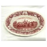 Royal Swan Red Transferware Oval Vegetable Bowl