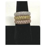 Yellow, White & Rose Ring Marked 925 Thailand