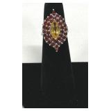 Ross Simons Ring Marked 925 Citrine/Garnet Silver